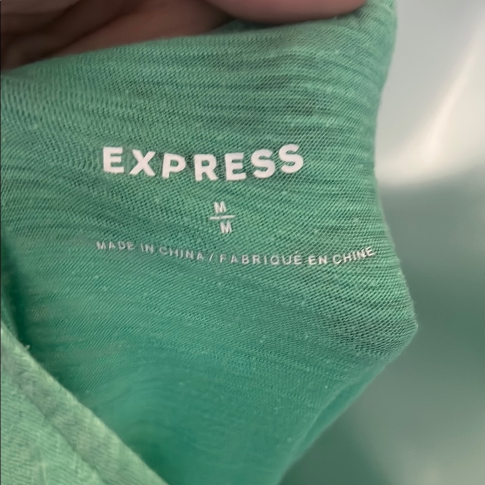 Express Green Asymmetrical Graphic Tank Top - Picture 2 of 3
